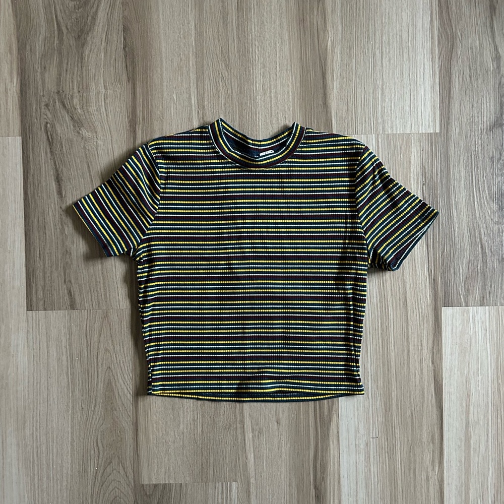 Striped Mock Neck Tee